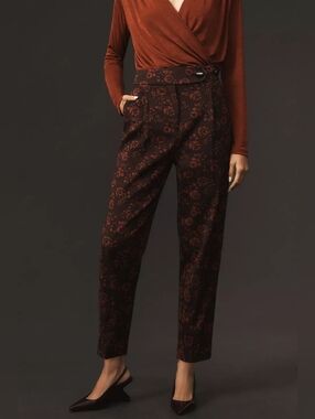 Maeve Anthropologie Jacquard High-Rise Trousers